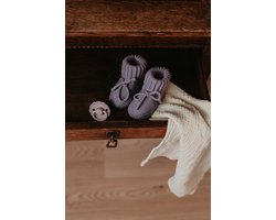 Baby slofjes Merino Wol met Manchette - Paars