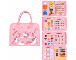 Baby Sonrisa Busy Book Roze - Montessori Activiteitenboek voor Baby & Peuter - Educatief Sensorisch Speelgoed - Kinderspeelgoed - Vanaf 3 Jaar