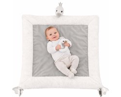 Baby Speelkleed - Speelmat met Zwaan & Rammelaar – Wit/Grijs - Baby cadeau - Kraamcadeau – Zacht & Comfortabel – Speelgoed - 100 x 80 x 20 cm