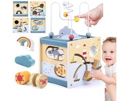 Baby Sportvaardigheden Speelgoed - 6 in 1 Houten Baby Speelgoed - Houten Activiteit Kubus - Kinderen Sportvaardigheden Oefeningen - Geschikt Voor Jonge Kinderen Van 1 - 3 Jaar Oud