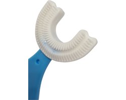 Baby Tandenborstel - Kindertandenborstel - Tandenborstel - Voor Babys - U-Vormig - 360 graden- Siliconen - Kleur Blauw - 0-2 Jaar