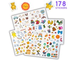 Baby Thema Stickers - 178 stickers voor Decoratie, Baby Fotoalbum, Muur, Commode, Babykamer etc. Kraamcadeau jongen
