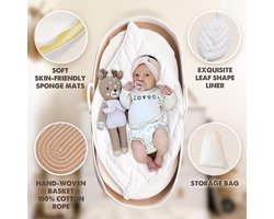 Baby Verschoonmandje Baby Luierverschooningsorganizer Mand Katoenen Touw Geweven Verschoontafel Mat Moses Mandje met Versterkte Handvatten Binnen Buiten 2516784/120260AM95US698, Bruin en Wit