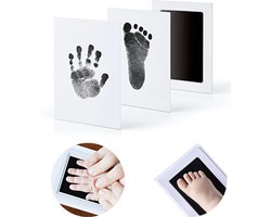 Baby Voetafdruk - Baby Handafdruk Inkt - Inktafdruk - Baby Art - Babygeschenkset - Zwart - LOUZIR