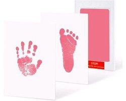 Baby voetafdruk en baby handafdruk inkt -baby cadeau(Roze) - Engelse handleing