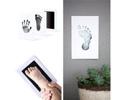 Baby Voetafdruk en Baby Handafdruk Inkt - Geschenkset (zwart) - incl. 2 x witte kaartjes en handleiding