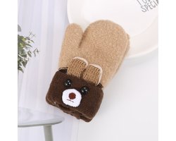 Baby Winter Wanten - met koord - Winter Wanten voor peuters van 0-3 jaar, voor jongens en meisjes - Schattige berenwanten met oortjes - Gebreide winterhandschoenen met dubbele laag, dik en warm - 12 x 7 cm