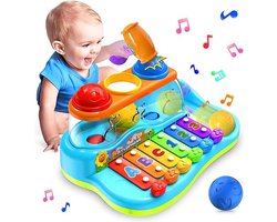 Baby-xylofoon met ballen en hamer, muzikaal babyspeelgoed, leeftijd 6-12 maanden, educatief speelgoed, voor jongens en meisjes
