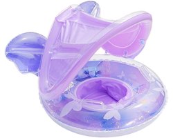 Baby Zwembad Vlotter - Waterstoel Baby - Zwemmen Leren - Afneembaar Zonnezeil - 57 x 43 cm - Paars
