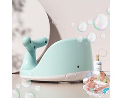 Babybadzitje, schattig babybadzitje in de vorm van een walvis, peuterbadzitje voor zittende baby's die in bad baden, met 4 veilige zuignappen, voor 6 maanden en ouder (groen)