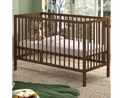 Babybed Dino | 60 x 120 cm | verstelbaar | beukenhout | walnootkleur - Vipack - Babybed - Bruin - Hout Eenpersoons Normaal bed
