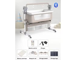 Babybed met schommelfunctie & afstandsbediening - Aanschuifbedje met muziek & muggennet - Kinderbedje - Beige