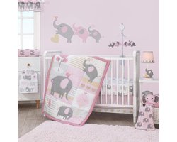 Babybeddengoed Set - Wieg Laken - Babykamer Inrichten - 3 Delig - Roze