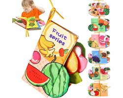 Babyboeken 0-6 tot 12 maanden, zachte stoffen speelgoed voor baby's op de buik van 0-3-4-5-6-9-12 maanden, cadeau voor pasgeboren meisjes en jongens, piepend, tastbaar sensorisch boek met kreukels voor de kinderwagen en autostoel