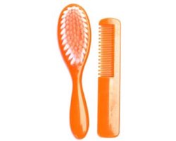 Babyborstel en Babykam - Zachte haartjes - Voor Baby`s - Oranje