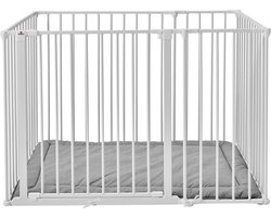 BabyDan Playpen - box - Grondbox - Rechthoek met deurtje en boxkleed - Metaal - Wit