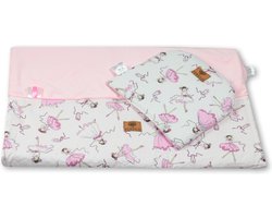 Babydeken - Babydekbed -coating: 100% katoen - Baby dekbed - Dubbelzijdig dekbed met kussen -100cmx75cm- Plat kussen voor baby's  – Roze – Wieg Deken- Ledikantdeken
