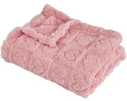 Babydeken - Geschikt voor jongens en meisjes - Comfortabel, zacht, warm - Babyshowercadeau - Rozenkleur met hartpatroon - 76*100cm
