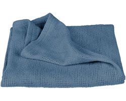 Babydeken 'Seashells Indigo' 80 x 80 cm - knuffeldeken in gebreide look van biologisch katoen - GOTS & Oeko Tex 100 gecertificeerd - blauw
