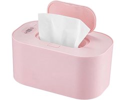 Babydoekjesverwarmer, babydoekjesdispenser, doekjeshouder, draagbaar, gelijkmatig verwarmde, verstelbare verwarmde doekjesdispenser - grote capaciteit, LED-display (roze, 10-pack)