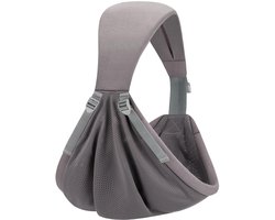 Babydrager - Geschikt voor pasgeborenen tot peuters - Verstelbare, lichtgewicht schouderband - Gemaakt van ademende stof en ergonomisch ontwerp - Draagvermogen 2,7 tot 18 kg - Eén maat voor iedereen (Donkergrijs)