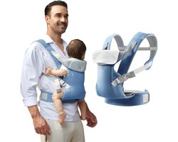 Babydrager - Multifunctionele drager - Ademende drager - Kan op de buik of op de rug worden gebruikt - Ergonomisch - Verstelbaar voor pasgeborenen - Geschikt voor baby's van 3-36 maanden (lichtblauw)