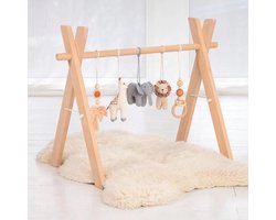 Babygym Houten Speelgoed - Kraamcadeau - Babyshower Gift– Deluxe Baby Gym – Activity Gym - Safari