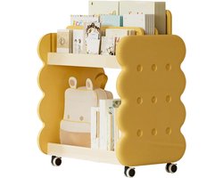 Babykamer Boekenplanken - Kinderkast met wieltjes - Speelgoed organiseren - Veilig materiaal - 19 x 42 x 19 cm - Geel