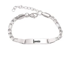 Baby/Kinder Armbandje Met Naam | Zilver | RVS | Leonie