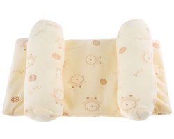 Babykussen, anti-krul katoenen kussen, slaapkussen voor baby's, kussen ter voorkoming van een plat hoofdje bij pasgeborenen (geel)