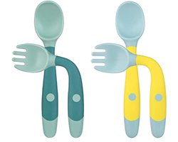 Babylöffelset - Flexibele en veilig leren eetlepel - BPA-vrij en zelfvoorzienend
