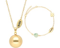 Babylonia - Bola - Zwangerschapsjuweel - Goud Mama/Baby Zwangerschapsketting en Armband Set - Geschenkdoosje