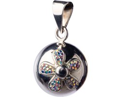 Babylonia - Bola - zwangerschapsketting - met koordje - Zilver met glitter bloem - One size