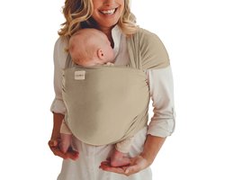 Babylonia Tricot-Slen Bamboo Ergonomische Draagdoek - Rekbare Baby Draagdoek voor Newborn t/m 15 kg - 100% Bamboo - Zijdezacht - Hypoallergeen - Natuurlijke UV filter - Temperatuurregulerend - Buikdragen - Dune - Beige