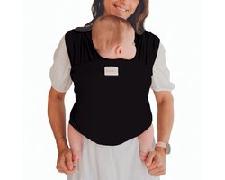 Babylonia Tricot-Slen Organic Ergonomische Draagdoek - Rekbare Baby Draagdoek voor Newborn t/m 15 kg - 100% Biologisch Katoen - Buikdragen - Zwart - Black