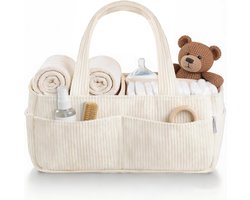 Babymand, 25D x 38B x 18H cm, Luiermand, organizer, babyopbergmand, babycadeau, beige