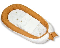 Babynest Eliz Baby Dubbelzijdig 4-delig  Ocher Gold Crown Babynestje Kraamcadeau