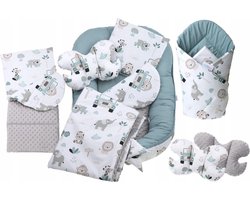 Babynestje set pasgeborenen - knuffelnest baby nestje bed set 7-delig - baby cocon- Safari- ÖKO-TEX normen