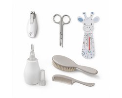 Babyono Baby Verzorgingsset 6-delig - Nagelknipper, Nagelschaartje, Badthermometer, Neusreiniger, Haarborstel en Kam - Complete Babyverzorging voor Pasgeborenen - Kraamcadeau - 0m+