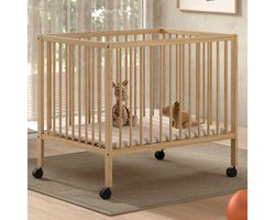 Babypark Dino | 95 x 75 cm | verstelbaar | massief beukenhout - Vipack - Park - Bruin - Hout Eenpersoons Normaal bed