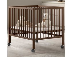 Babypark Dino | 95 X 75 Cm | Verstelbaar | Massief Beukenhout | Walnootkleur - Vipack - Park - Bruin - Hout Eenpersoons Normaal Bed