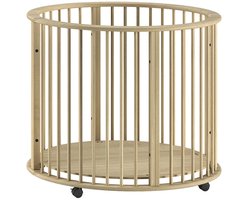 Babypark Dino - Ø90cm - Verstelbaar - Massief Beukenhout - Vipack - Park - Bruin - Hout Eenpersoons Normaal Bed