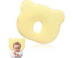Babypositioneringskussen, anti-plat hoofdkussen, geel, 25*22*3 cm