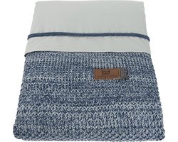 Baby's Only Gebreid baby dekbedovertrek ledikant - baby deken River - Jeans/Grijs Mêlee - 100x135 cm