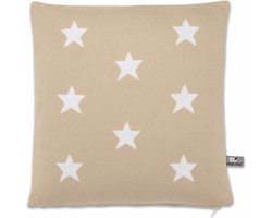 Baby's Only Gebreid sierkussen babykamer Star - Beige/Wit - 40x40 cm - Inclusief kussenvulling