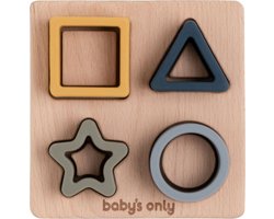 Baby's Only Houten vormenpuzzel met siliconen figuurtjes - Baby puzzel - Baby speelgoed - Earth - Baby cadeau