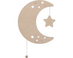 Baby's Only Houten wandlamp babykamer & kinderkamer - Maan - Wonder - Bruin - FSC-keurmerk - Duurzame ledverlichting - 25.000 branduren - Eenvoudig aan de muur te bevestigen