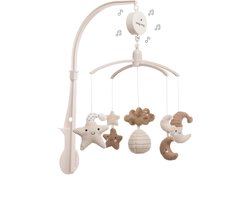 Baby's Only Muziekmobiel baby Heaven - Boxmobiel - Clay/Warm Linen - Gebreide figuurtjes - Muziek speelgoed - Melodie 'It's a small world'