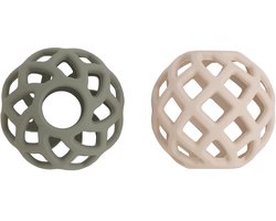 Baby's Only Speelbal - Siliconen bal baby - Baby bal - Babyspeelgoed - Ontwikkeling fijne motoriek en oog-handcoördinatie - BPA-vrij - 2-pack - Urban Green/Warm Linen