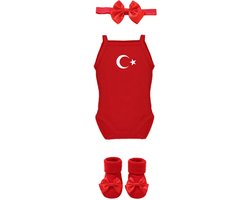 Babyset Turkije |6-12 maanden | 3 - delige set | Romper, haarband, slofjes | newborn meisjes set |
